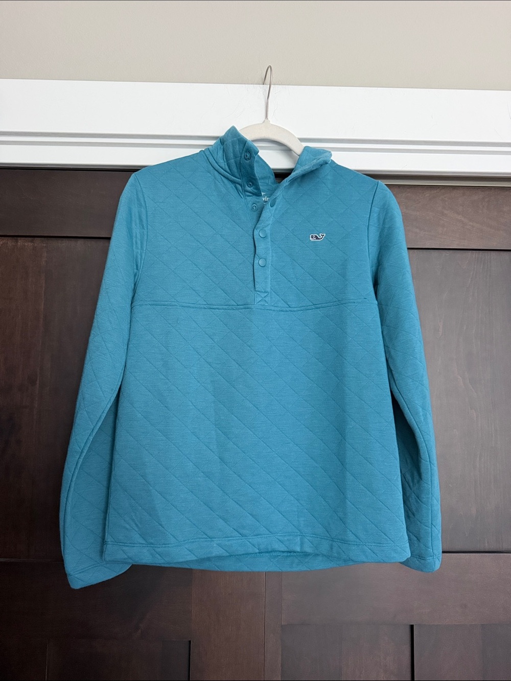 Vineyard Vines Women’s Teal Quilted Half-Snap Pullover Top size XS FLAW